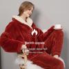 European-Size Christmas Pajamas: Plus Size Shu Cotton Fleece Long Sleeve Homewear Set