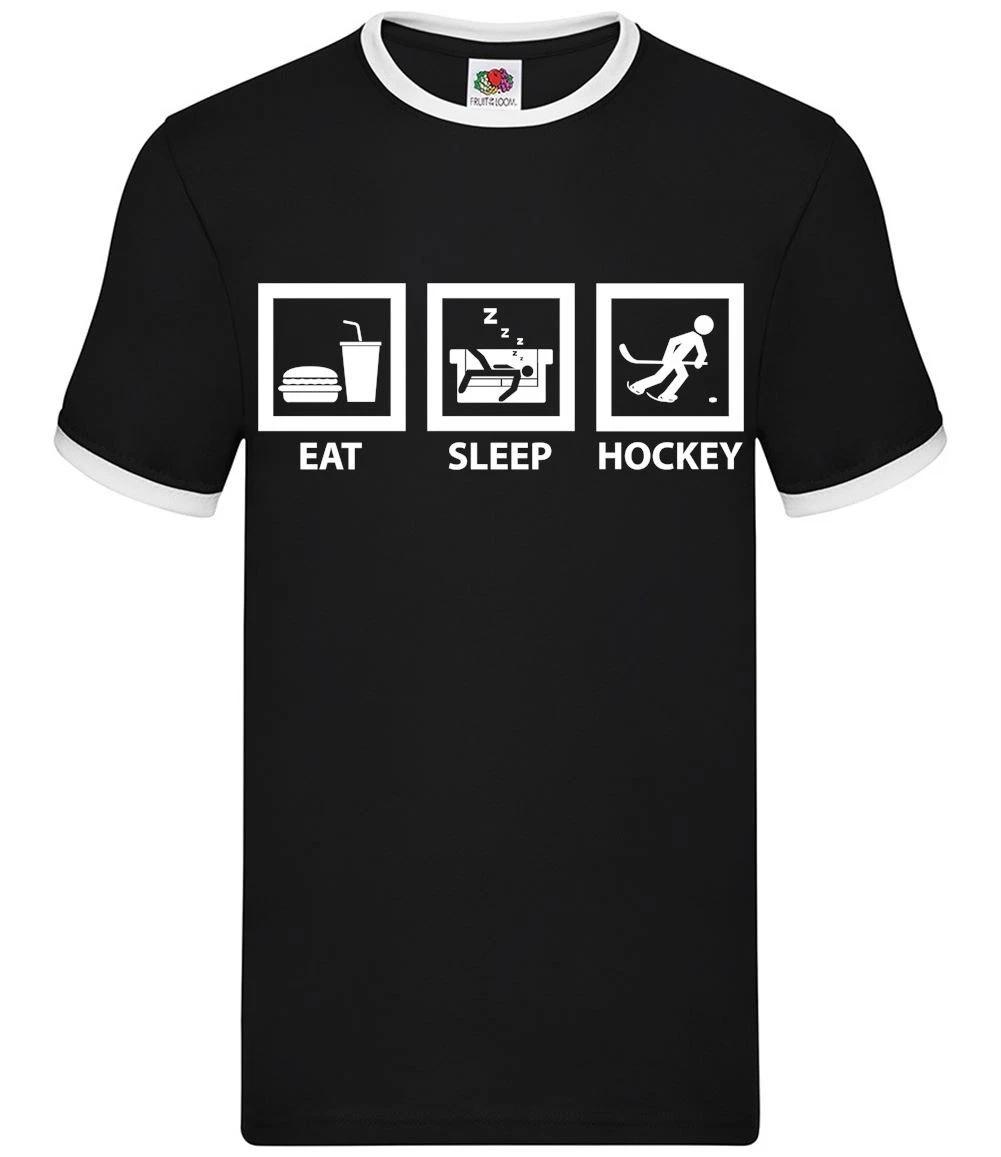 Eat Sleep Ice Hockey - Mens Ringer - Player Fan Skate Skater Stick Love S