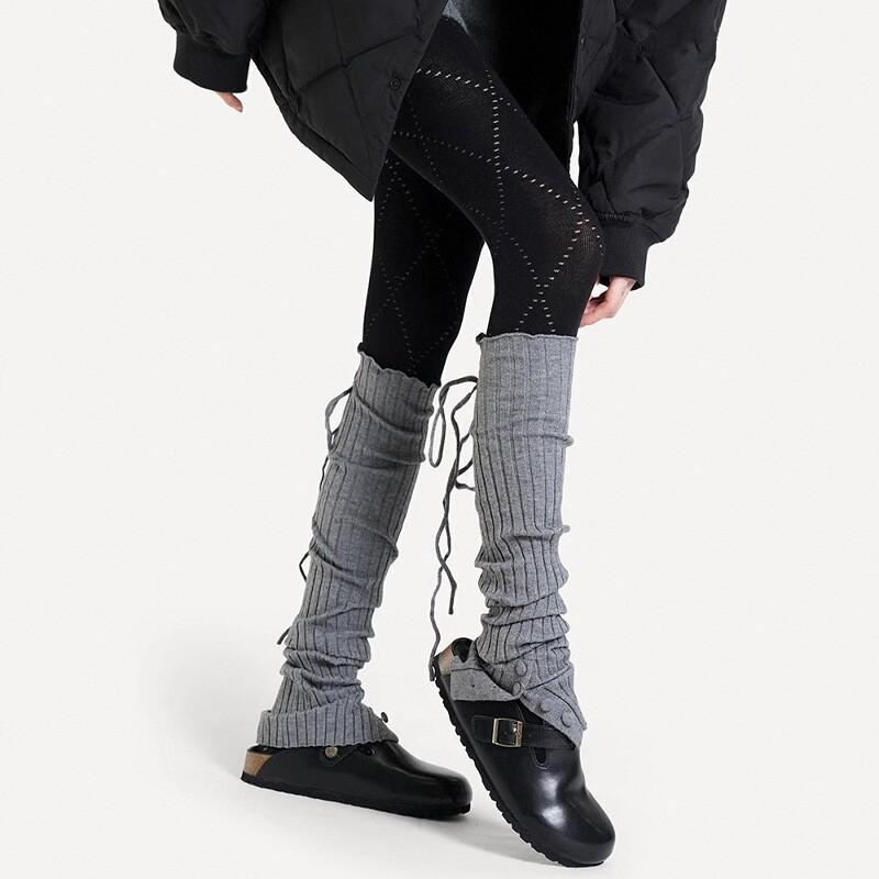 Popular Ballet Yoga Socks Women'S Straps Autumn And Winter Thickened Stack Socks Cover Lace Jk Over The Knee Leg Cover Warm Split Fork