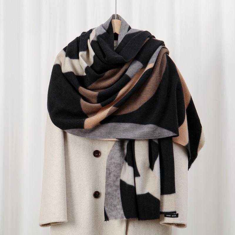 

Big ring 70 new autumn and winter skin-friendly and warm imitation cashmere printed scarf about versatile shawl 70*180cm чорний