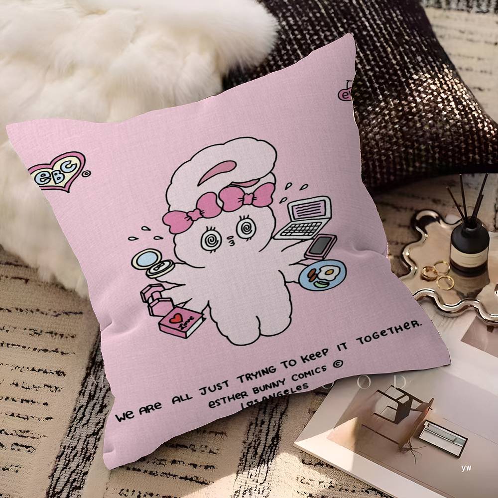 Anime Esther Bunny Personalized Pillow Dust Cover Bedroom Kids Party Decoration Pillowcase Birthday Children Gift