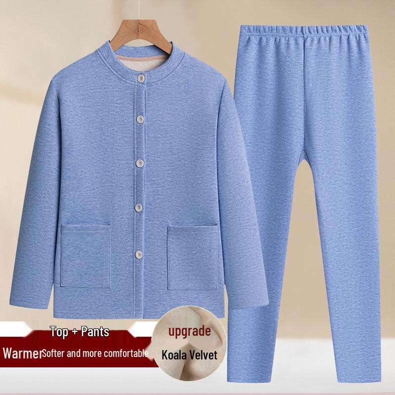 Fleece-Lined Thickened Women's Autumn & Winter Outfit Set for Middle-Aged and Elderly