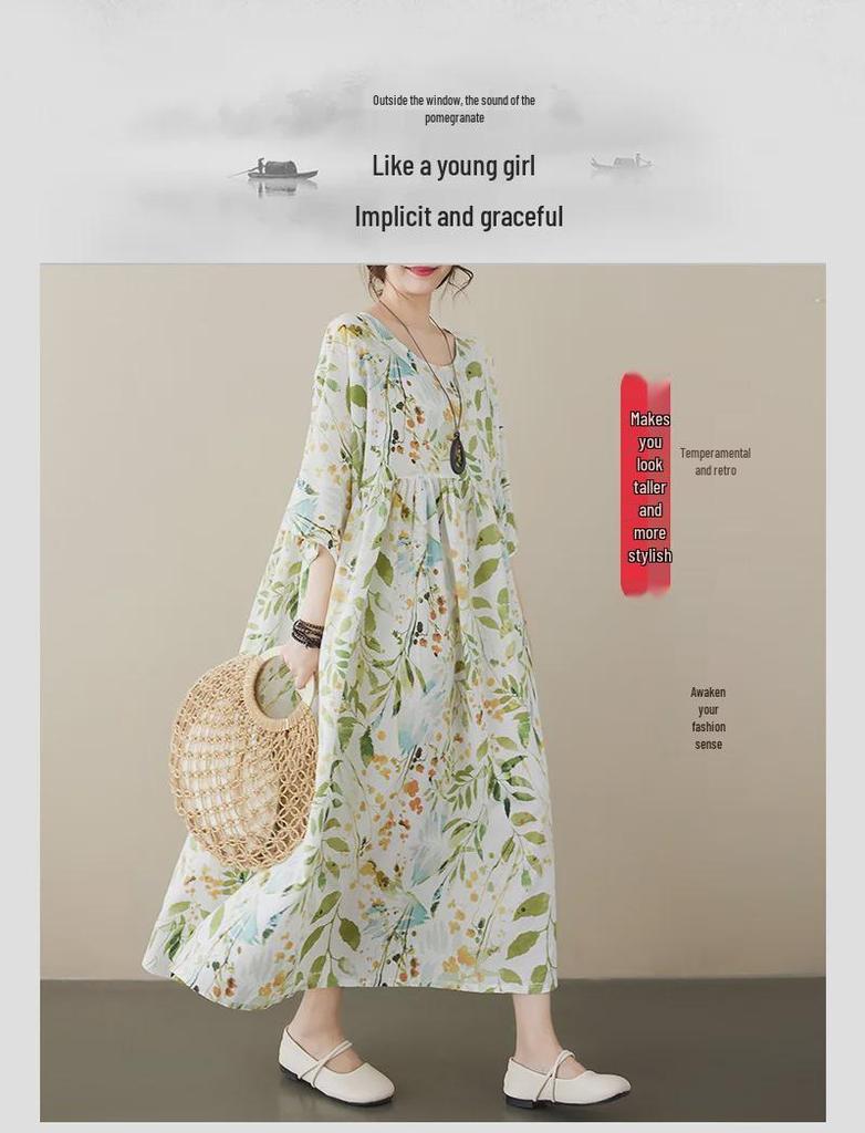 2023 Summer Pastoral Flowy Fairy Plus Size Women's Short Sleeve Dress
