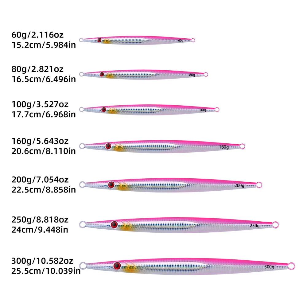 1Pc 60g 80g 100g 160g 250g 300g Luminous Metal Fishing Jig Iron Plate Long Cast Fast Sinking Trolling Hard Lure