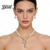 Faux Pearl Necklace And Earrings 1 Set Wedding Jewelry Women