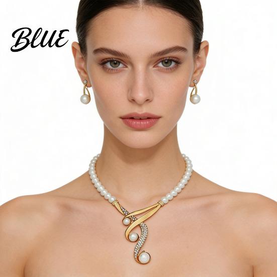Faux Pearl Necklace And Earrings 1 Set Wedding Jewelry Women