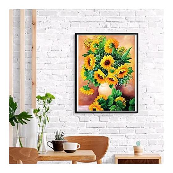 LEADINTOP Diamond Art Kit Flower Sunflower Mosaic Art Full Paste Diamond Painting Diamond Beads Popular Bead Art Bead Painting Cute Stylish Adults