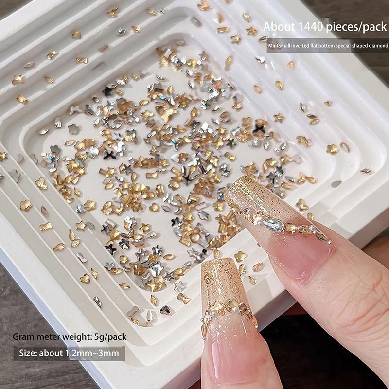 1440Pcs Multi-shape Mixed Resin Rhinestones Nail Charms Flat Back Diamonds Gems DIY Decorations