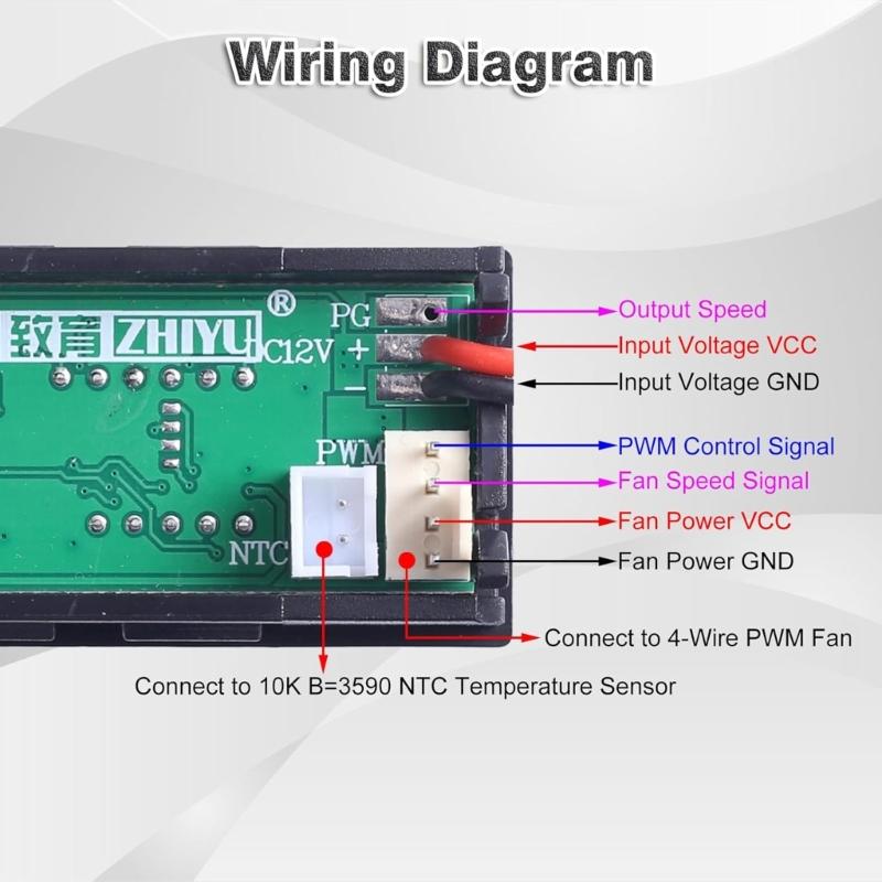 Fan Speed Controller Module 12V PWM 4-Wire With Temperature Probes Noises reduction Low Controller Easy to Use