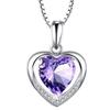 Blue Crystal Heart Pendant Necklace Eternal Love Jewelry for Women