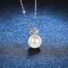 D Farge 0.3CT Moissanite Kvinners Halskjede 8 mm Perleanheng 100 % 925 Sterling Sølv Bryllupsdato Smykker Elegant kjede