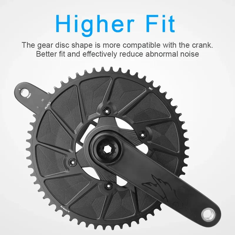 RIRO 4-Bolts 110BCD Single Chainring, 46/48/50/52/54/56/58T Road Bike Chainwheel, Compatible with Shimano 105/FC-R7000/R8000