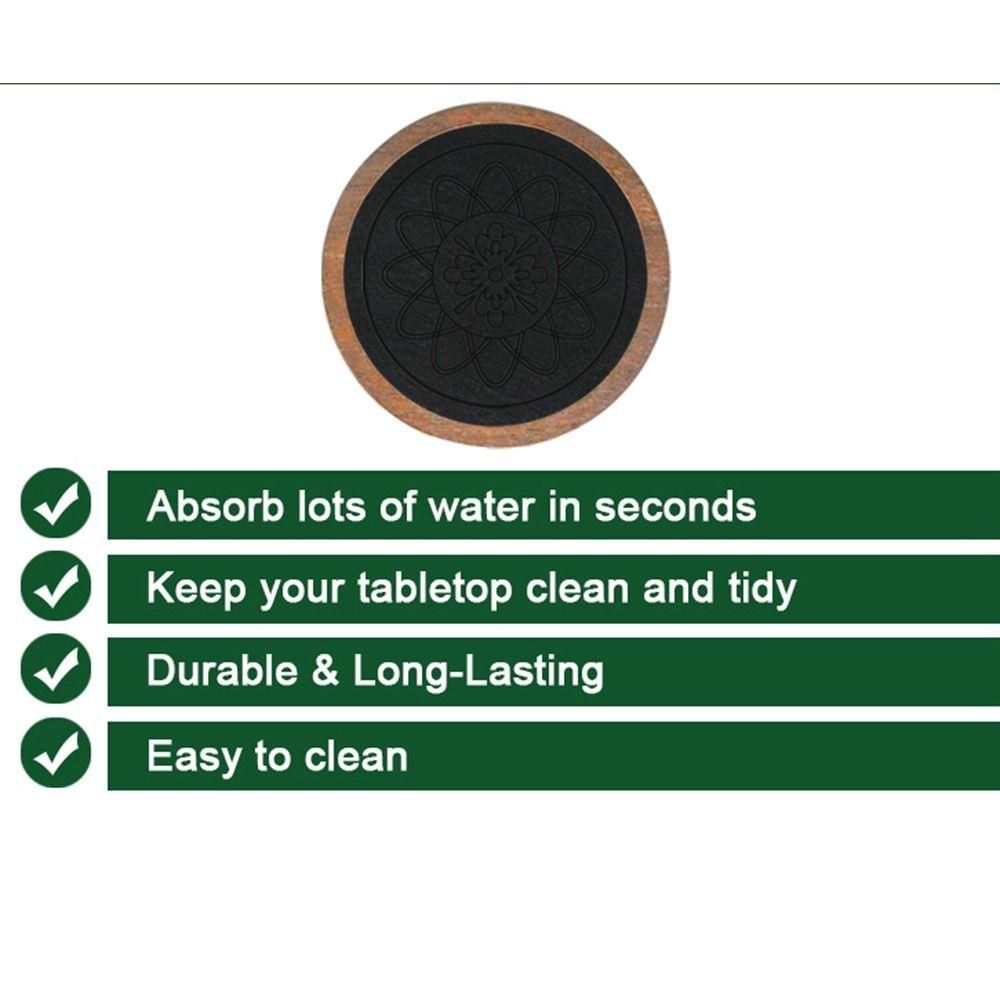 Drink Absorbent Wood Coasters Vintage Wooden Drink Placemats Felt Wooden Tea Mat  Coffee Bar