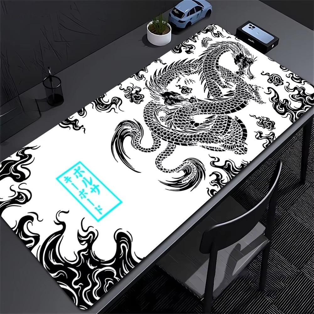 Traditional Dragon Wave Desk Mat Waterproof Nonslip Extended Mouse Pad