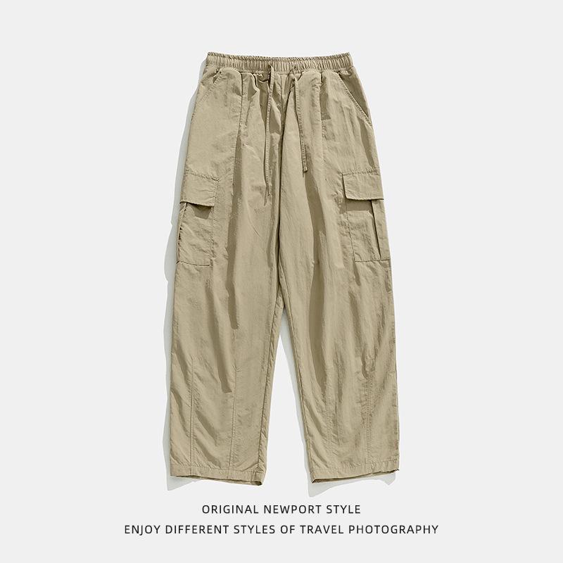 Pantaloni lungi casual de exterior pentru bărbați, cu design plisat, largi, drepți, pentru lucru