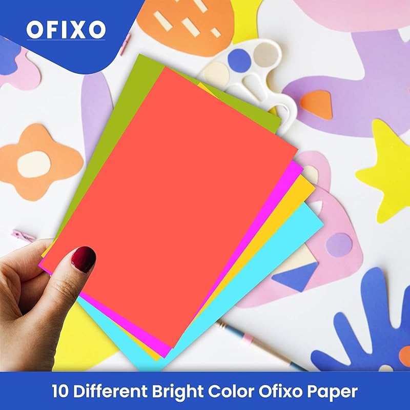 Ofixo (Pack Of 50 Sheets) Colour Printing Papers/Art And Craft Paper / A4 Sheets Double Sided Coloured Mix (Assorted) 10