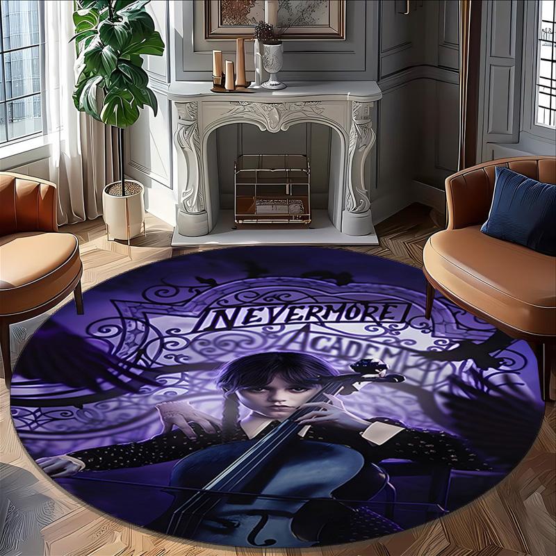 1pc Addams Family Wednesday9 Print Round Carpet Chair Round Carpet Suitable for Bedroom Living Room Home Decorative Carpet