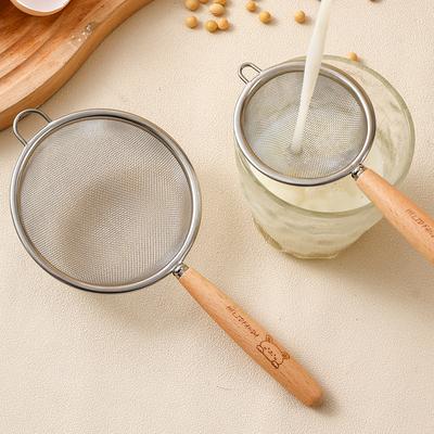 Un Eleği Paslanmaz Çelik İnce Elek Ahşap Saplı Kalıntı Filtreleme Kaşığı Süzgeç Mutfak Hamur İşi Pişirme Aletleri