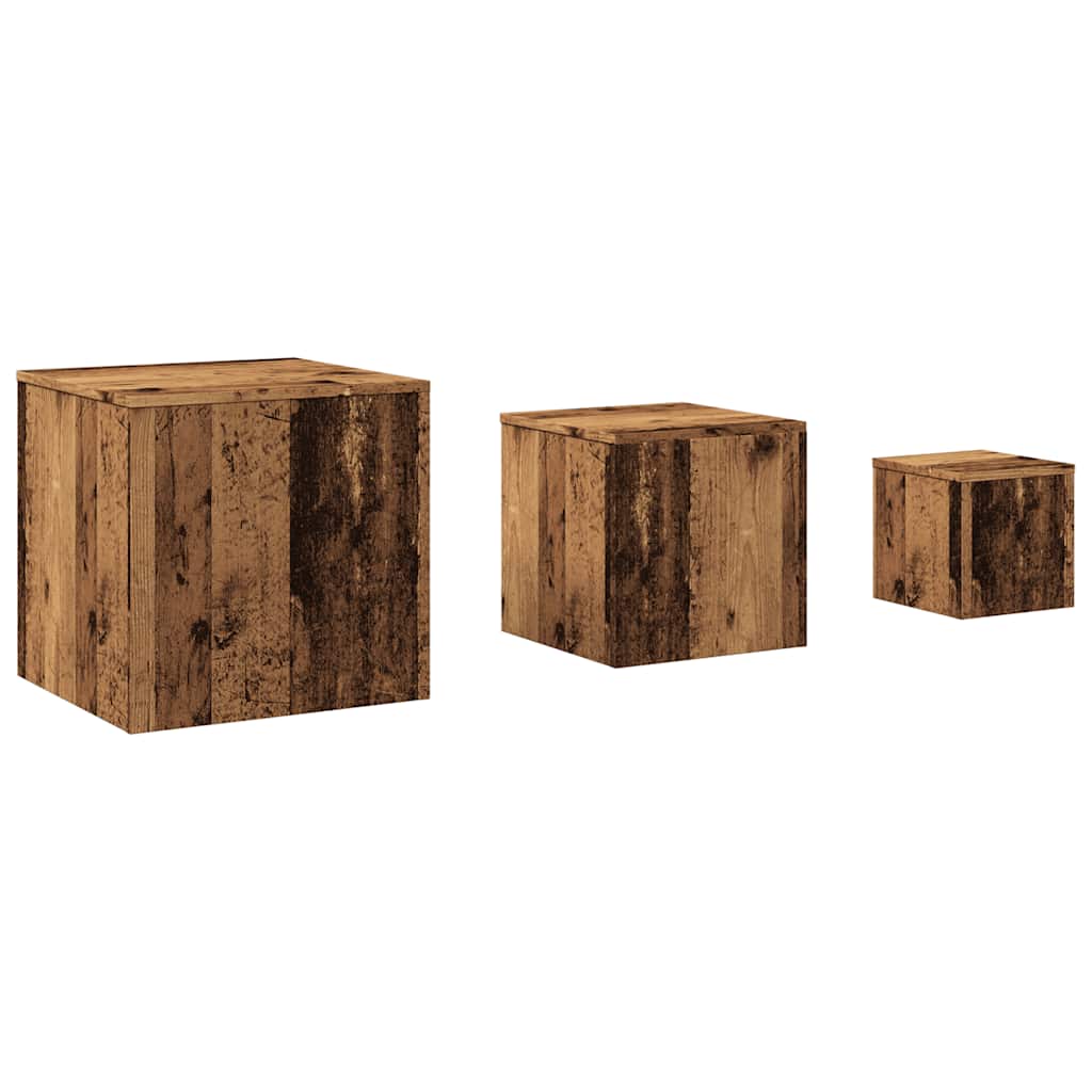 Vidaxl Side Tables, 3 Pcs., Old Wood, Wood-Based Material