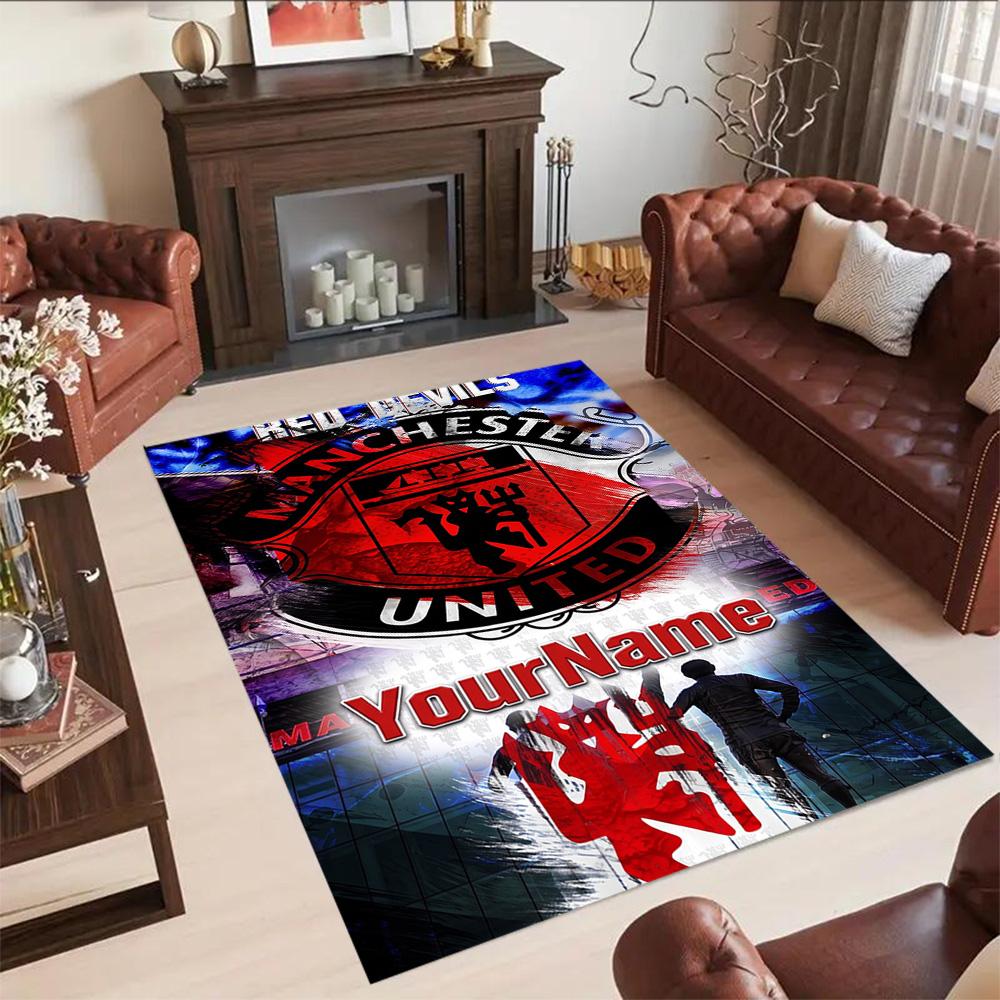 Manchester Personalized Name Floor Mat Design for Game Room Kitchen Outdoor Hallway Anti-slip Rug Office Home Decor Gift for Festivals