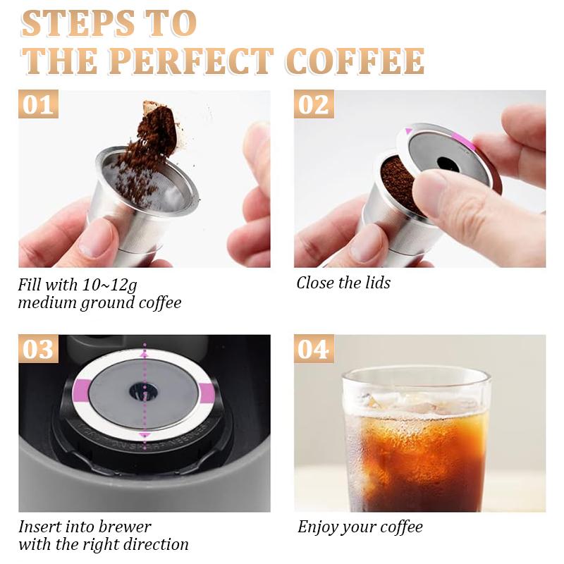 Reusable K Cups Pods Stainless Steel coffee capsule shell Compatible Refillable Coffee Filters Coffee Makers Coffee Accessories