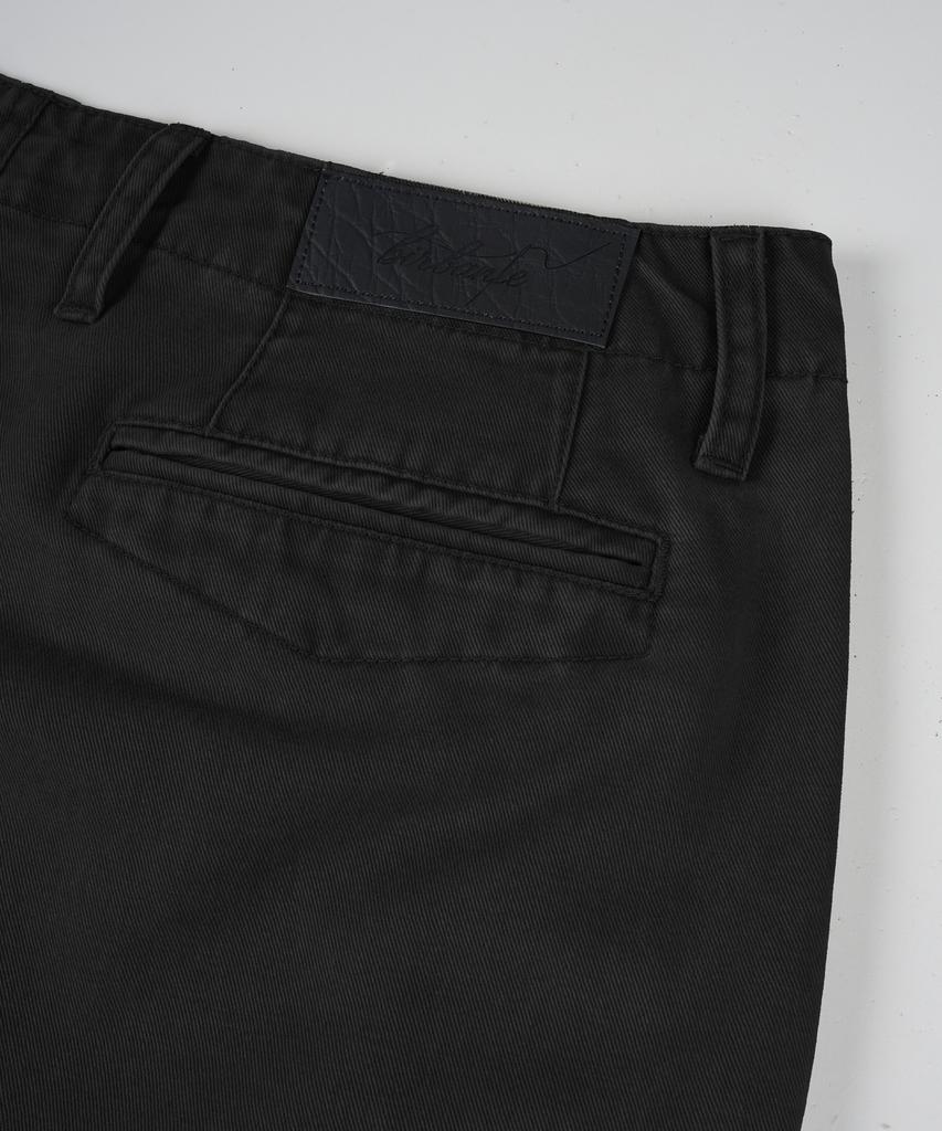 BIRBANTE Garment-Washed Dart Twill Chino Pants - Black