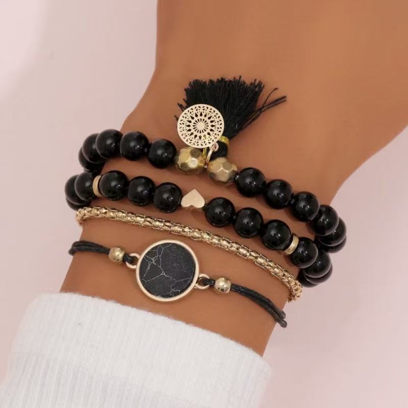 JYL TS Bracelet Heart Pendant  Necklace Set Enhances Romantic Elegance Black горько