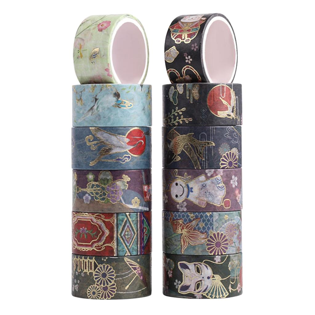 

DIY 12шт Бронзирование японский стиль Washi Лента для взрослых Дети Подарочная упаковка Для скрапбука Маскировочные ленты