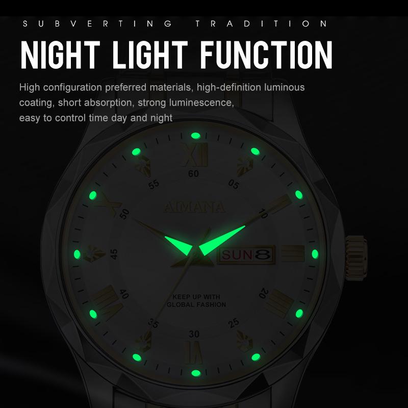 Men's Luminous Calendar Quartz Watch: Waterproof Steel Band Fashion Timepiece