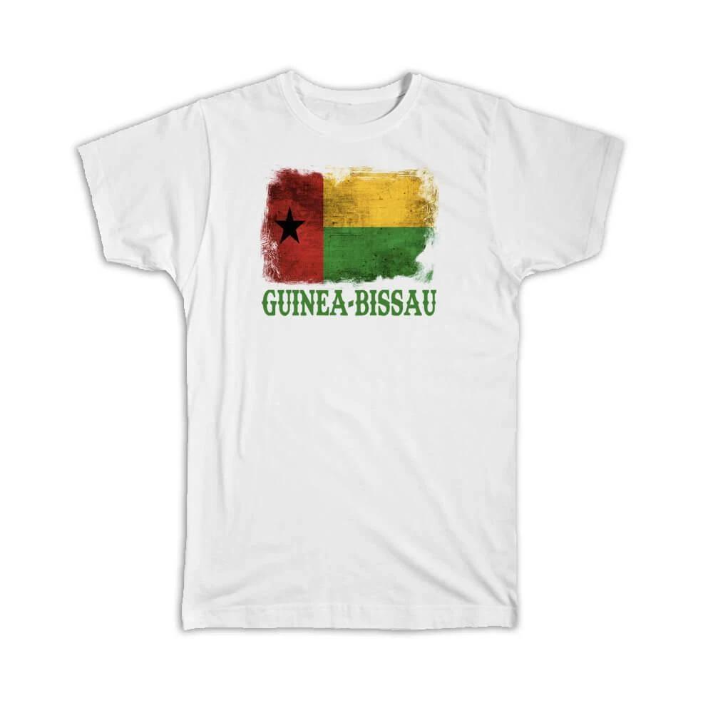 Gift T-Shirt : Guinea Bissau Flag Distressed Art Proud African Country Souvenir 2XL