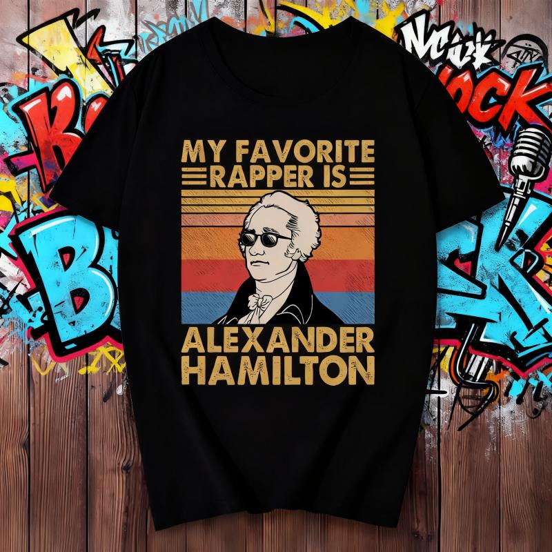 Charm Clothings Men's 2025 My Favorite Rapper In Summer Is Alexander Hamilton. This T-Shirt Is Unisex, Pure Cotton Street Casual And Breathable Cm