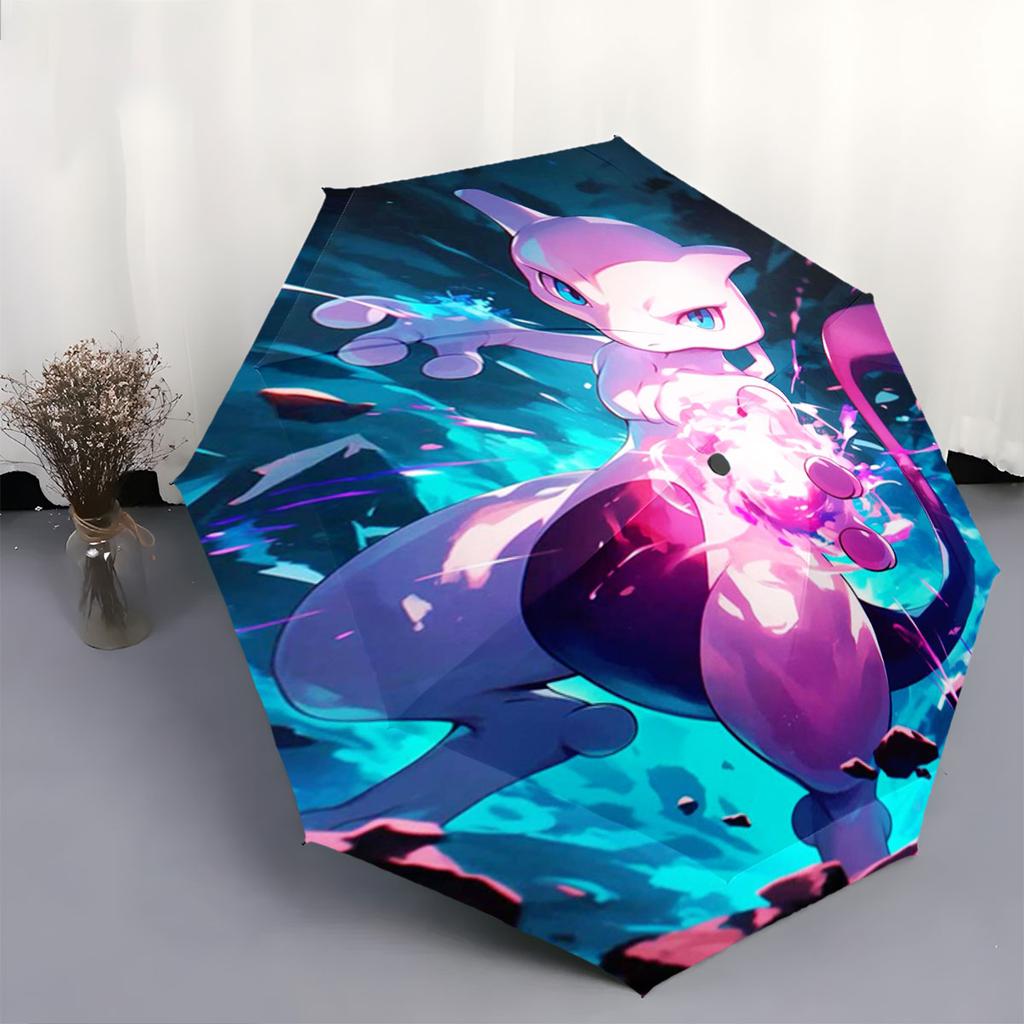 Mewtwo Pokemon Anti UV Umbrella Sun Protection Shade Umbrella Waterproof Windproof Outdoor Travel Parasol