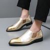 Fashion Hot Sale Stylish for Men Club Shoes Pointed Toe Leather Classic Men Shoes for Wedding 2024 New Arrival Golden Male Slip On Shoes