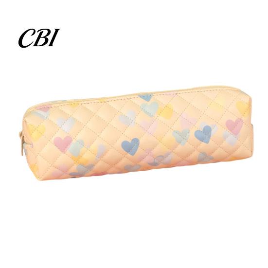 Water-repellent Pencil Case Heart Print Case, Minimalist Square Pen Pouch, Large Love Capacity Stationery Bag for Students, School Office Supplies