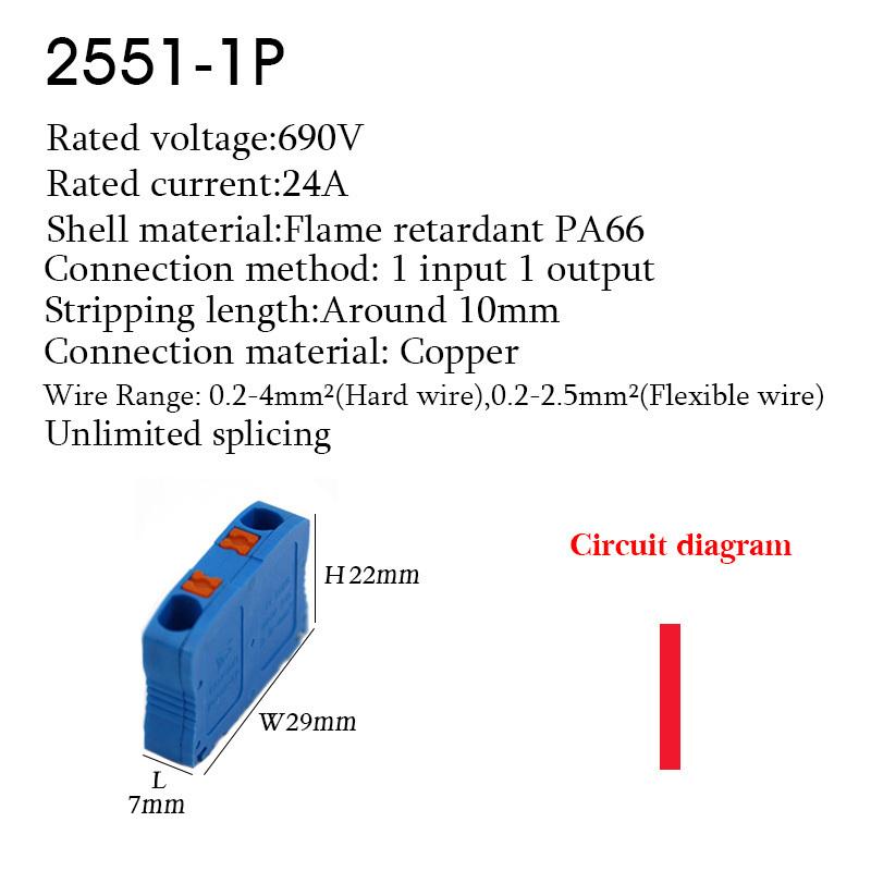 Zasouvací drátové konektory Elektrický kabel Svorkovnice Vícenásobný vstup/výstup na lištu DIN s upevňovacím otvorem Spojovací DIY připojení