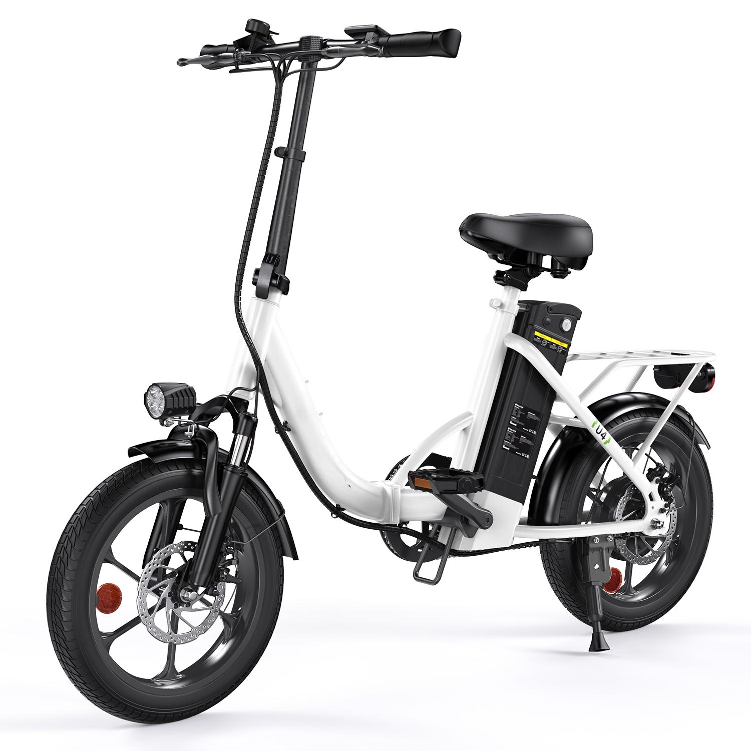 Vélo électrique Isinwheel U4 250 W, batterie lithium 36 V 10,4 Ah, vitesse maximale 25 km/h M blanc