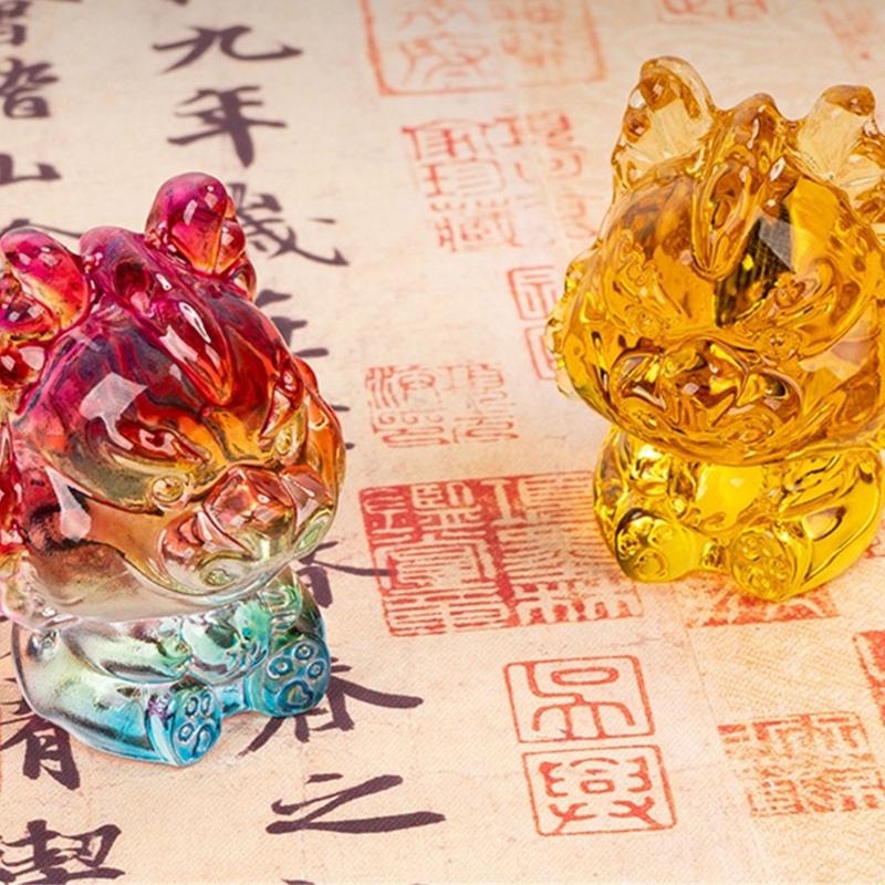 Crystal Dragon Sculpture Colorul Animal Figurine Ornament Bring Fortune and Wealth 2024 New Year Twelve Zodiac Statue
