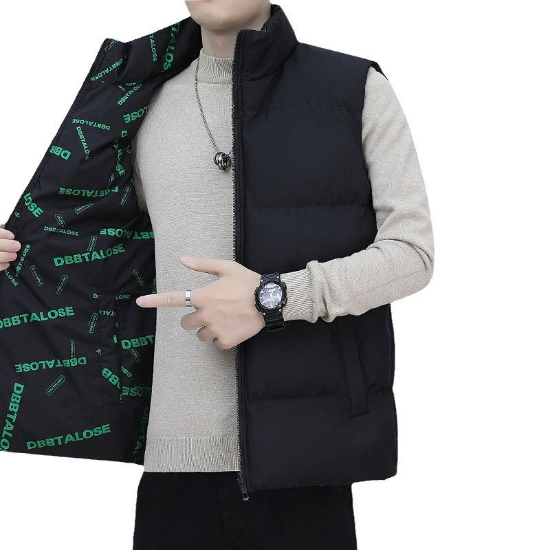 New Feather Vest Dig Bag Pocket Decoration Warm Men's Vest Hooded Jacket Vest Autumn and Winter Trend Brand Spot