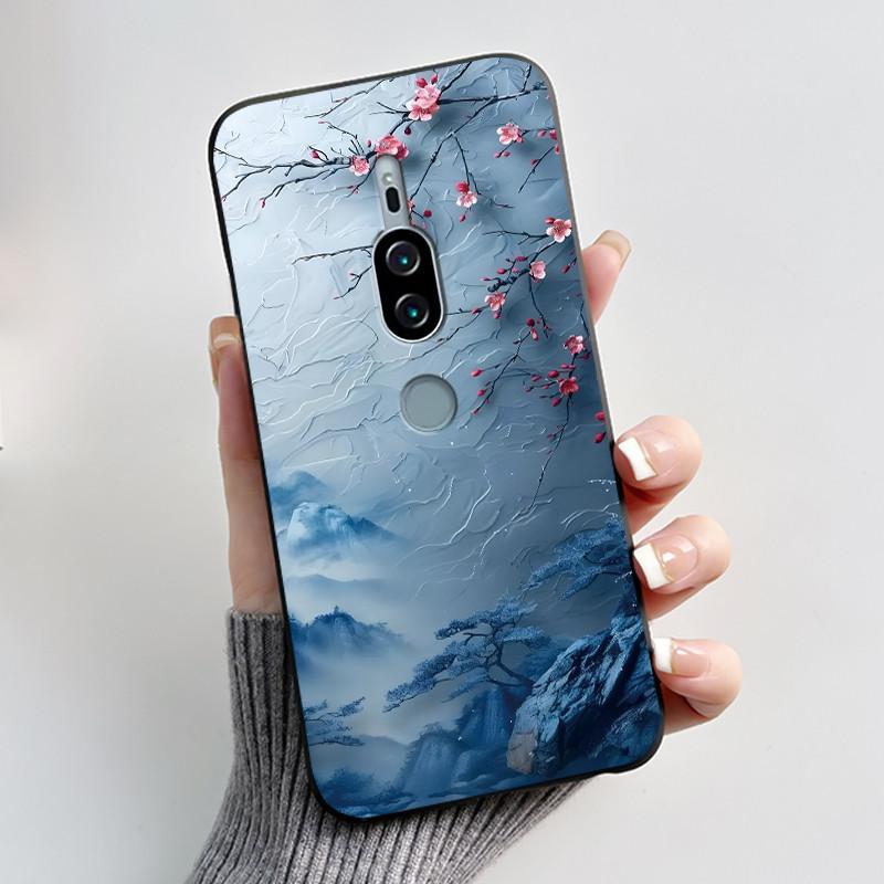 Per Sony Xperia XZ2 Premium SOV38 H8166 H8116 Custodia per Telefono Estetica Moda Gatto Carino Cartone Animato Nero Tocco Morbido Posteriore Cover in Silicone