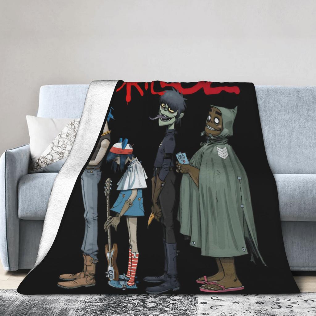 Music Band Gorillaz Punk Rock Blanket Warm Print Plush Throw Blanket For Home Decor Travel Flannel Bedspread Bed Cover