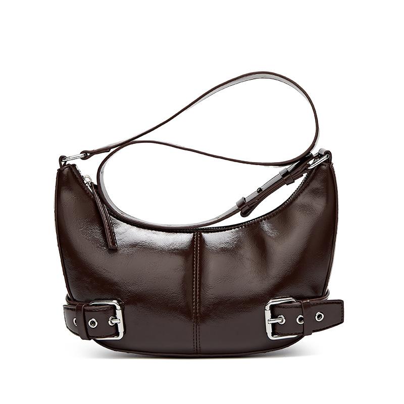 Single-shoulder Dumpling Bag Fashionable Horn Bag Belt Buckle Crescent-shaped Bag Casual Hand-held Underarm Bag