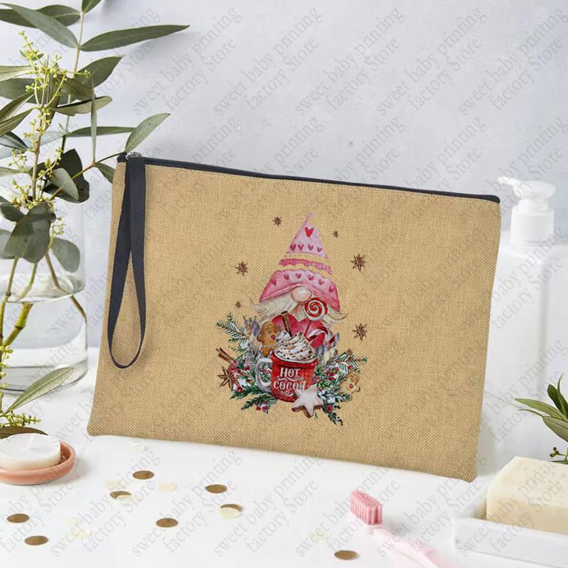 Merry Christmas Linen Storage Supplies Bags Travel Lipstick Bag Xmas Ornament Pouch Toilet Makeup Bolsas for Coffee Enthusiasts
