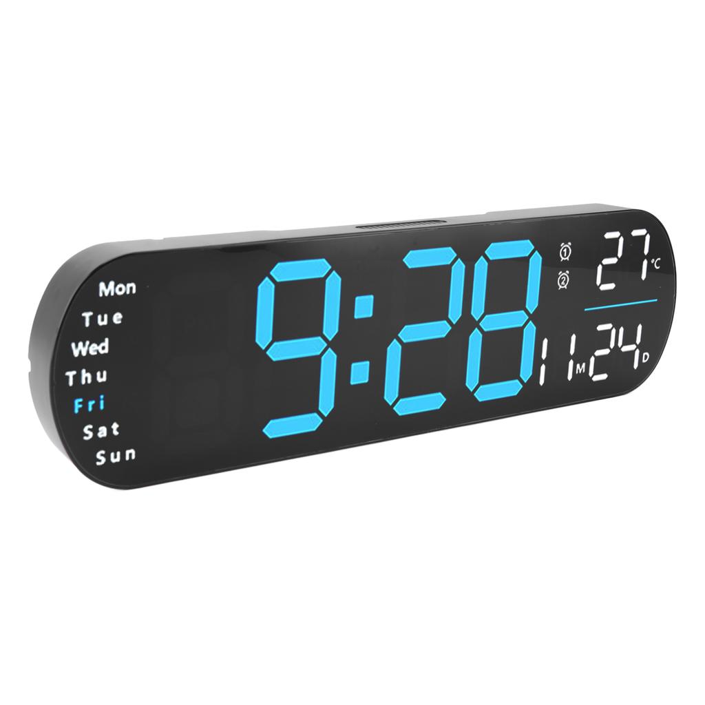 Digital Wall Clock with Remote Control Big LED Screen Display Adjustable 8 Color Lights Digital Alarm Clock for Living