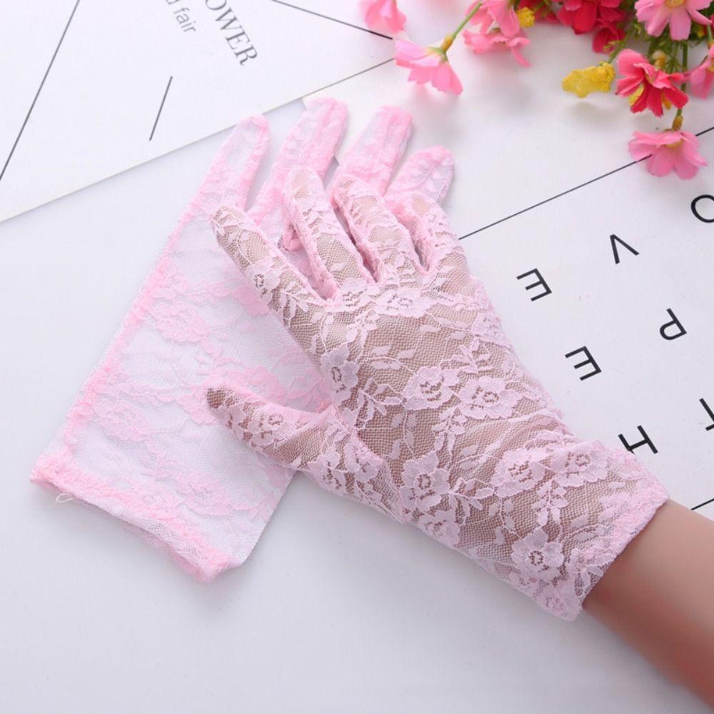Thin Sunscrean Gloves Sun Protection Mesh Hollow Gloves Lightweight Lace Flower Gloves Riding
