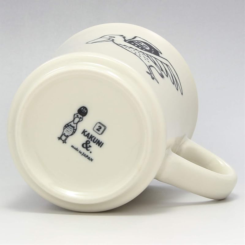 Mino Ware Daruma and Shoebill Mug, White K13302