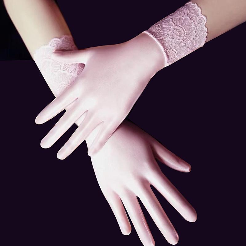 Women Oil Glossy Tight Stocking Gloves Sexy High Elastic Transparent Ultra-Thin Clubwear Short Wrist Gloves