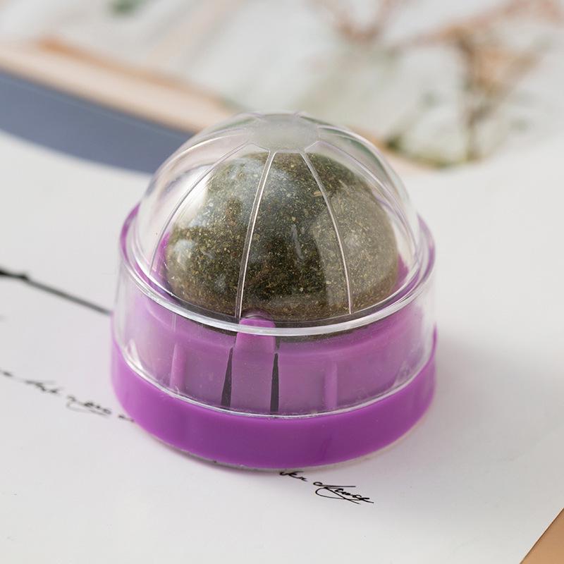 Self-Adhesive Rotating Catnip Lickable Toy Ball for Boredom Relief and Self-Play