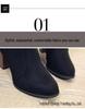 Stivaletti Corti in Pelle Scamosciata Europei e Americani con Tacco Chunky e Punta Acuta (Taglie 35-43)