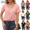Bluse e Camicie Casual da Donna HNXC, Colore Solido Stampato, Manica Corta, Girocollo