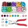ABWR-Sewing Snaps In 10 Colors Metal For Fabric Solid With Fastener Pliers Tool Kit For DIY Craft Clothing Projects